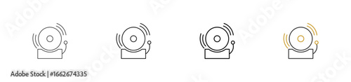 Fire Alarm icon set in outline style with various sizes