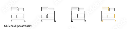 Laundry Services icon set in outline style with various sizes