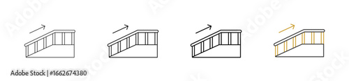 Access Ramps icon set in outline style with various sizes