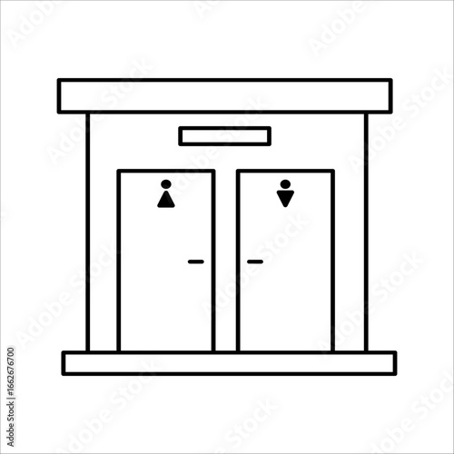 Restroom Icon – Public Toilet Entrance Line Vector Illustration.
