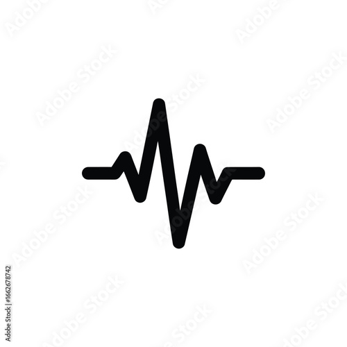 Black Electrocardiogram Wave on Transparent Background Health Line Icon
