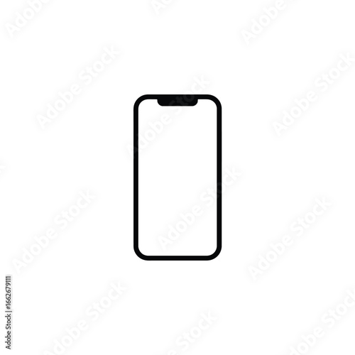 Black line drawing of smartphone with transparent background and rounded edge shape