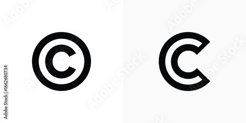 Copyright Mark Symbol Icon on White Background with Letter C Inside a Circle