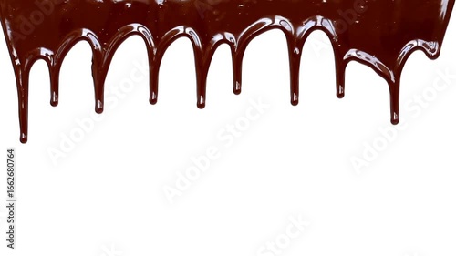 Melted chocolate drips, a tempting visual for food photography.