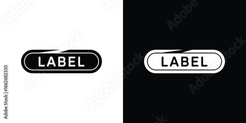 Inverted Label Shape with Black and White Backgrounds, Minimalist Design