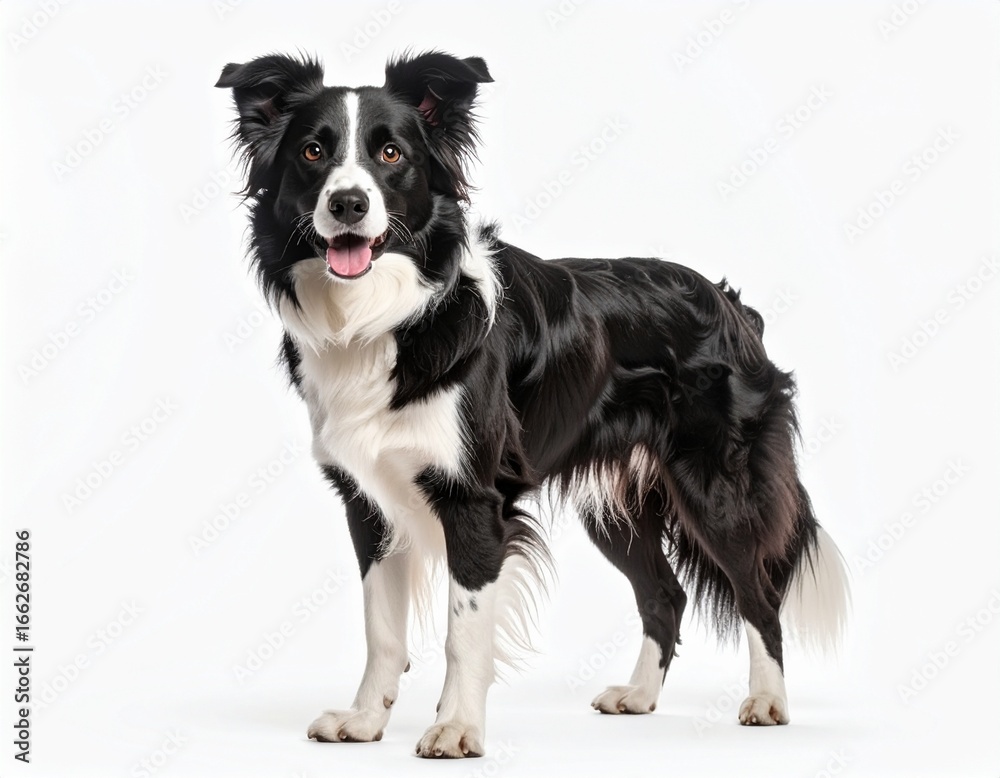 Fototapeta premium Elegant Border Collie Standing on White Background