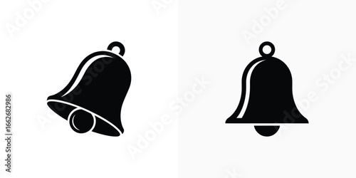 Isolated Notification Bell Icon Elements on Transparent Background Set Silhouette