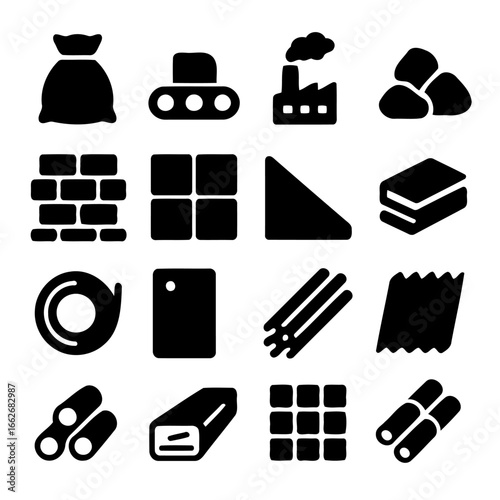 Industrial Icons: A curated set of precisely crafted monochrome industrial icons perfect for design projects