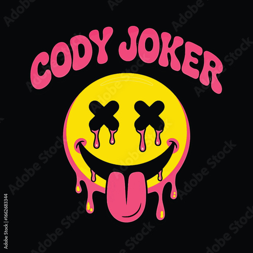 Fun Dripping Smiling Face Emoticon with Crossed Eyes