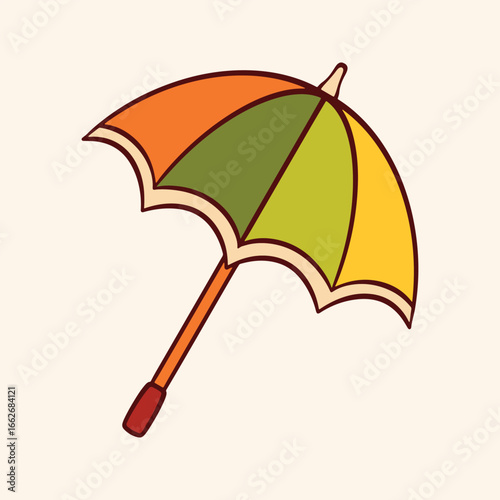 Isolated Autumn Umbrella Drawing Illustration Vector