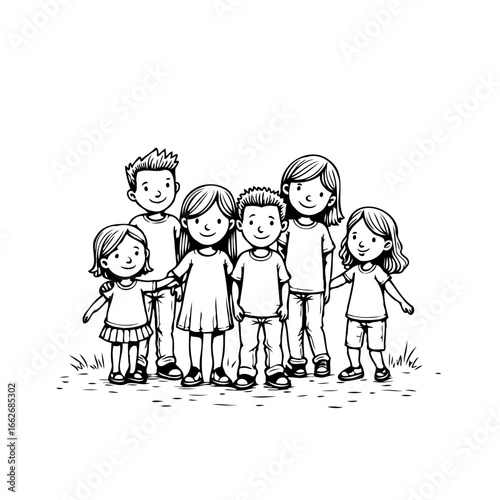 A delightful gathering of cheerful children radiates friendship and unity through simple