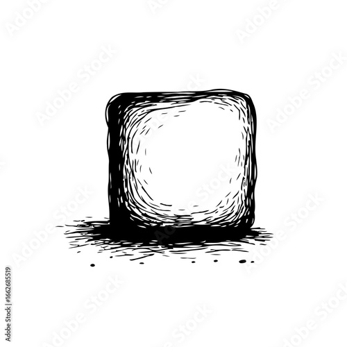Abstract cube sketch in black and white, expressive line work creating an interesting visual