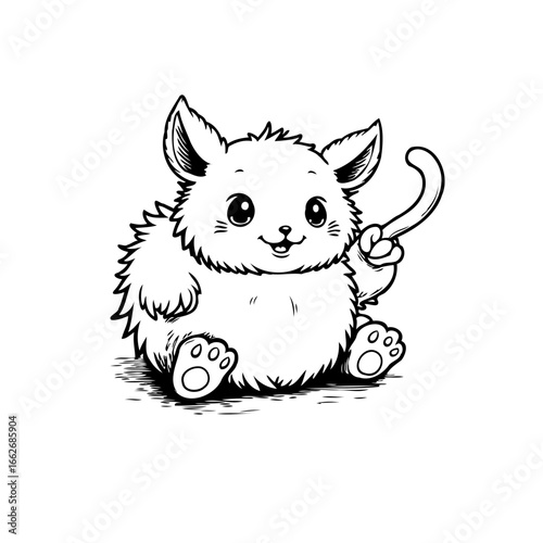 Adorable fluffy creature inviting you into a world of playfulness and imagination with its charm