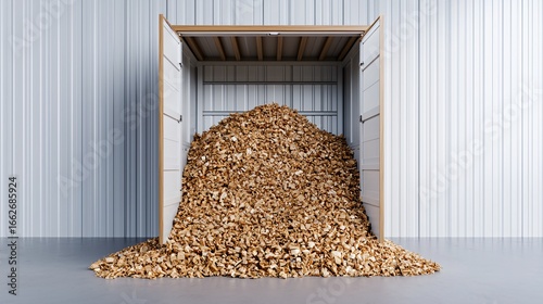 Large stockpile of agricultural waste destined for biomass recycling energy plant