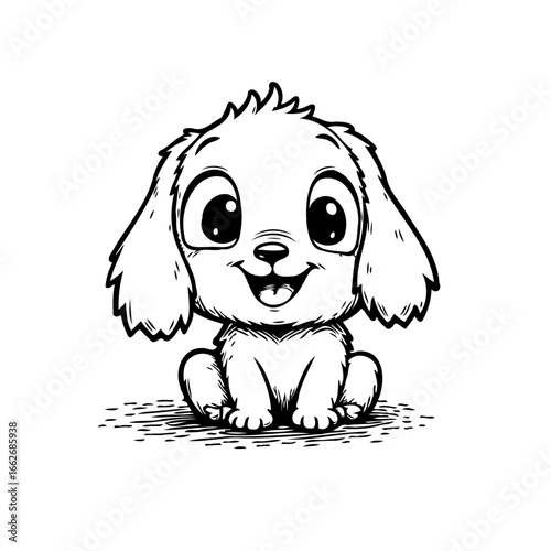 Adorable furry friend with endearing gaze and expressive eyes offers a simple illustration of