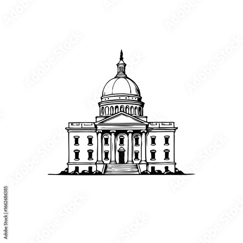 Architectural illustration of a stately capitol building exudes classic design and civic grandeur