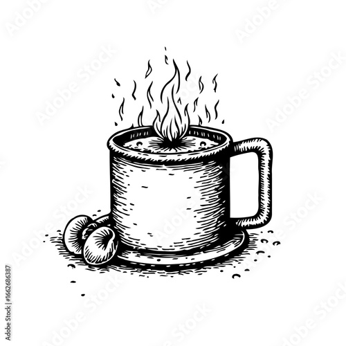 Aromatic enchantment warm indulgence delightful fusion mug flames artisanal beverage rustic warmth