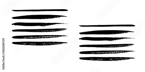 Permanent marker lines for underlining and highlight. Black marker stroke collection