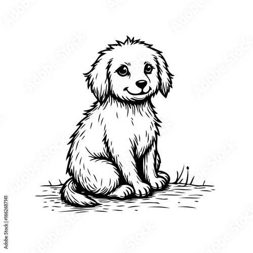 Charming fluffy puppy illustration captivating hearts with innocence adorable pet depiction and