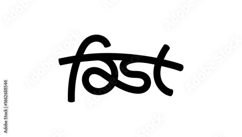 inscription fast, black isolated silhouette