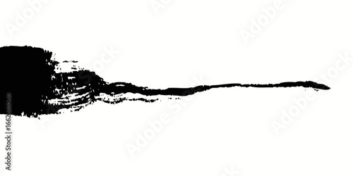 Abstract Black Brush Stroke on White Background