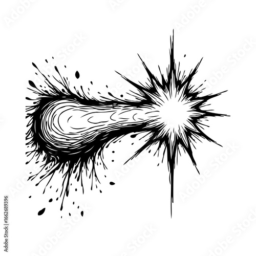 Dynamic energy burst emanating outwards showcasing artistic vector expression with jagged lines