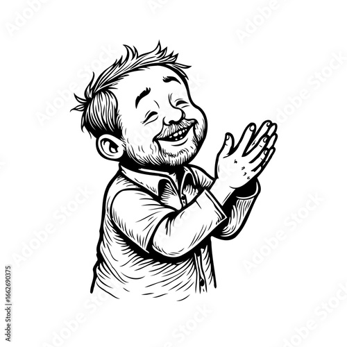 Enthusiastic child clapping expressive joy celebration successful outcome achievements rendered
