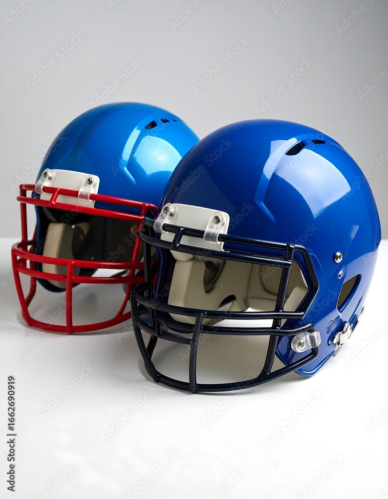 Fototapeta premium Two blue football helmets