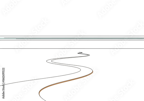 A long winding road disappearing into the horizon under a pale sky.