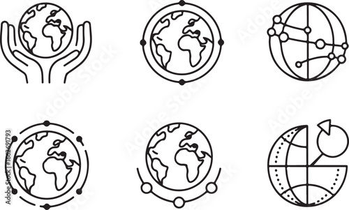 Sketch of the Earth and Globe with Hands Showing Environmental Care