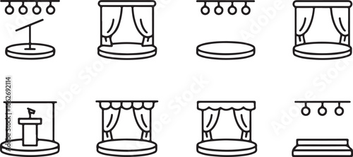 Simple Illustration of Theater Stages with Podium and Spotlight