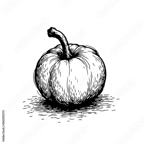 Monochrome artistry depicts a delightful squash rendering the subtle textures and curves