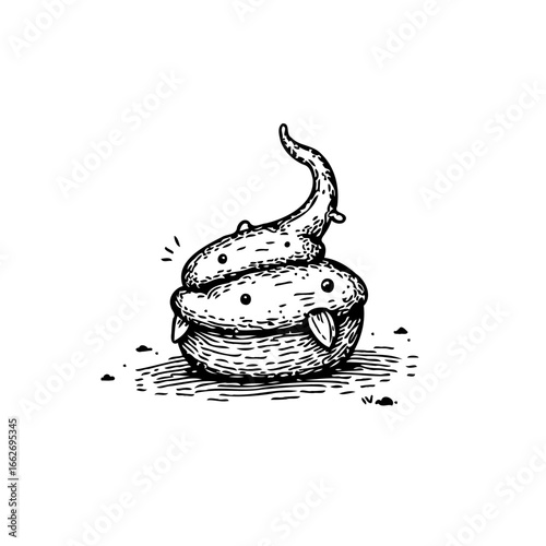 Whimsical creature illustration a unique monster with playful design in doodle art style isolated