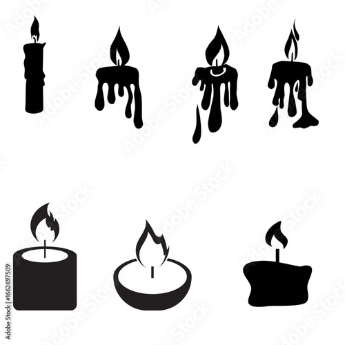 Candle Vector Icon – Burning Wax Light Symbol for Decoration and Religious Design