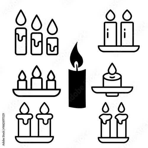 Candle Vector Icon – Burning Wax Light Symbol for Decoration and Religious Design