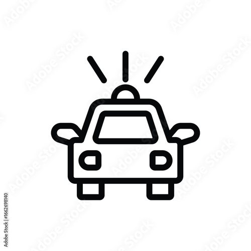 Police Car Icon: Emergency Vehicle Line Art