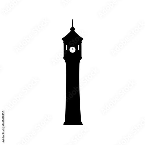Silhouette of a historic clock tower, time stands still in monochrome