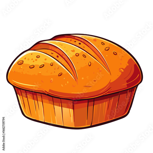 Bread color vector illustration. Image of baked goods on isolated background for packaging and design