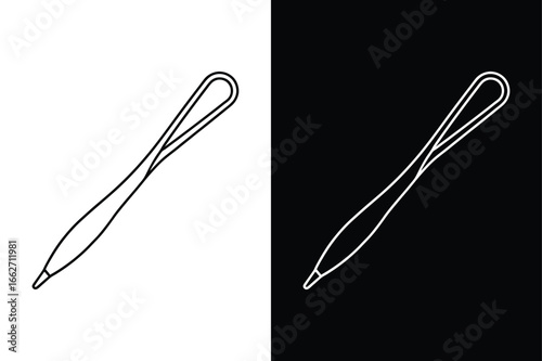 Editable Stroke Tweezer Icon. Minimal Flat Vector Black White