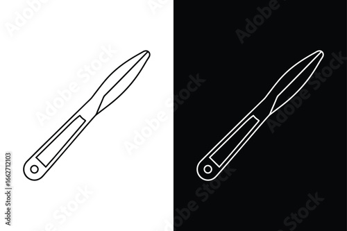 Minimal Tweezer Vector Symbol. Black and White Line Art Design