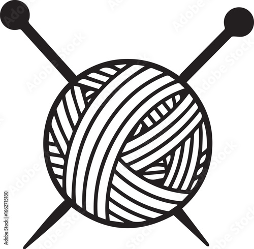 Knitting SVG Yarn Ball with Needles | Craft Silhouette Clipart for Cricut & Silhouette Cutting Machines