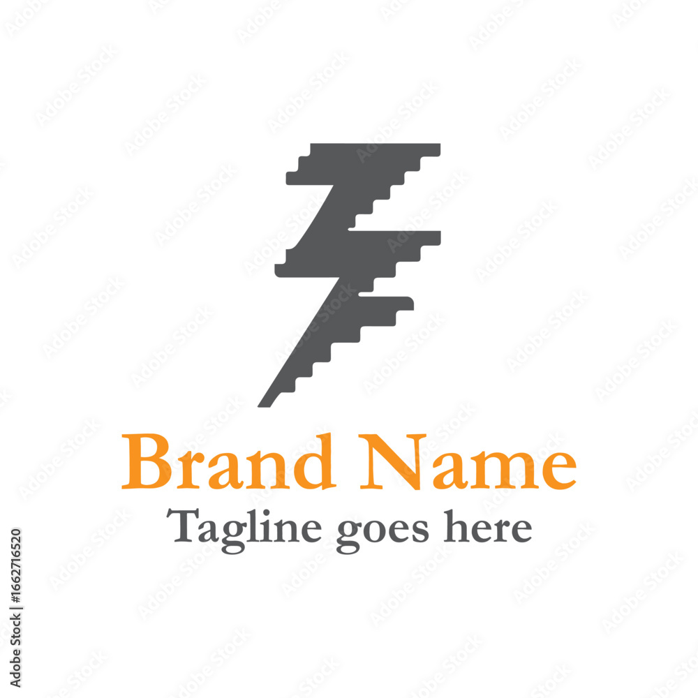 Fototapeta premium Thunderbolt logo with pixel effect. CMYK color mode for print. Editable color. Fully vector file. Easy to download.