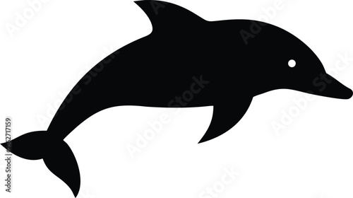 Black leaping dolphin silhouette shows marine life on a clean backdrop