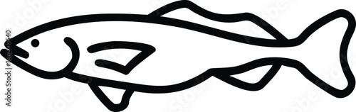 Black outline shows a simple fish swimming sideways view