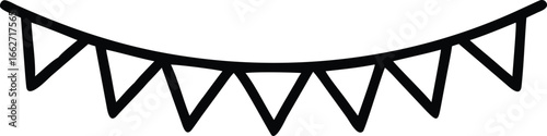 Black bunting line hangs decoratively low