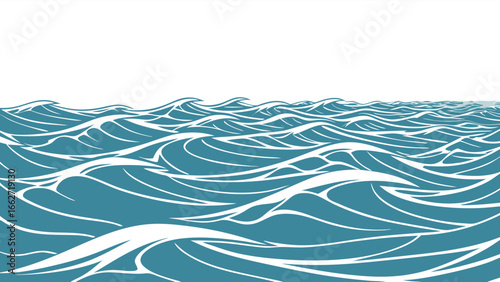 Stylized ocean waves with a clean and fresh aesthetic, perfect for backgrounds and graphic design, isolated on white background
