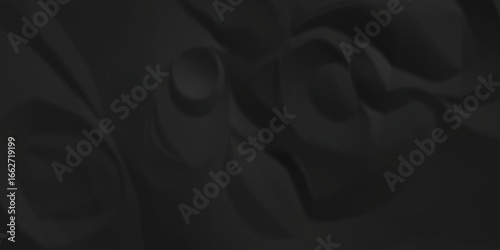 Black cardboard wrap cover crumpled paper background. old paper wrinkle texture pattern. wrinkled arts craft and Seamless crumpled paper.	
