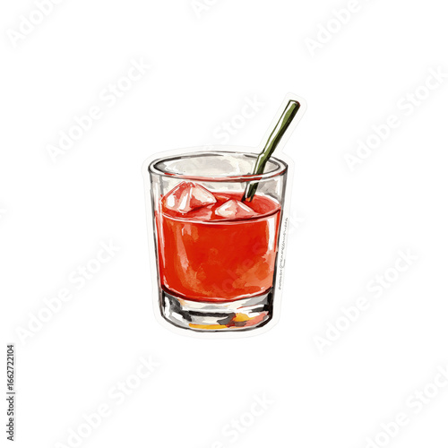 Wallpaper Mural Refreshing Red Drink with Ice and Straw - Torontodigital.ca
