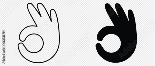 Perfectly ok hand symbol vector. OK hand sign icon. Hand sign black and white, File and outline.Vector illustration.