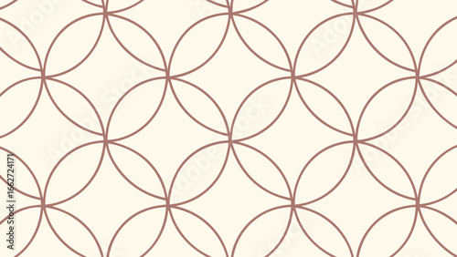 Seamless pattern with rose gold circle on beige background, a decorative design for textile, wallpaper, and surface covering